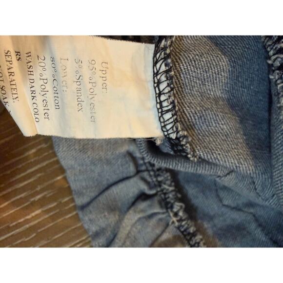 Baby Girl 0-3 Months Denim Jumper Dress Teddy Bear Applique Ruffle Hem Overall - Picture 2 of 4